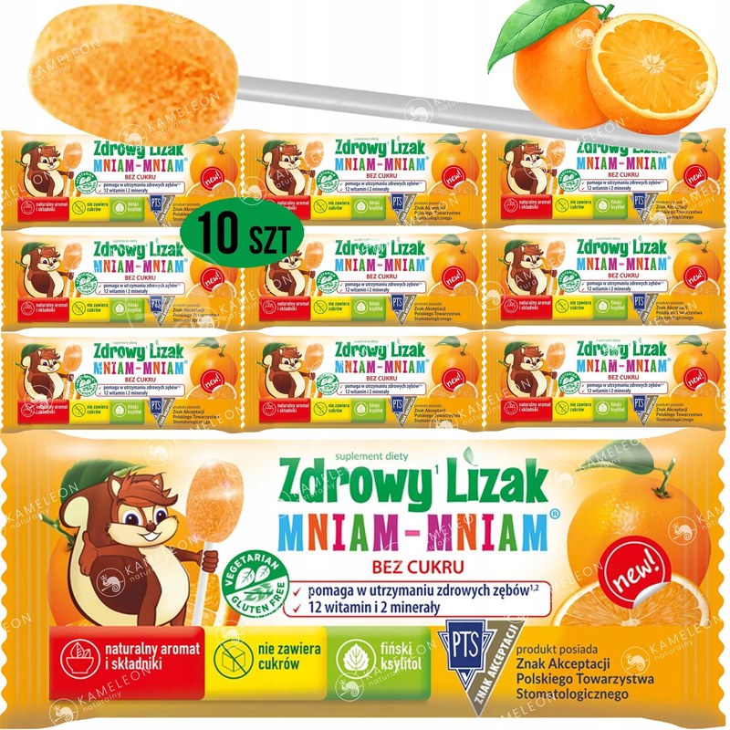 LIZAK smak POMARAŃCZY Witaminy i Minerały BEZ CUKRU 10sztuk
