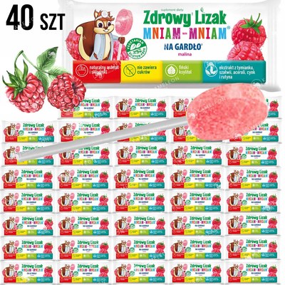 MALINOWY LIZAK NA GARDŁO witaminy cynk ZDROWY40szt