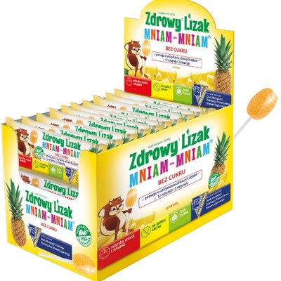 ZDROWY LIZAK smak ananasowy MNIAM MNIAM ANANAS 40 szt. BEZ