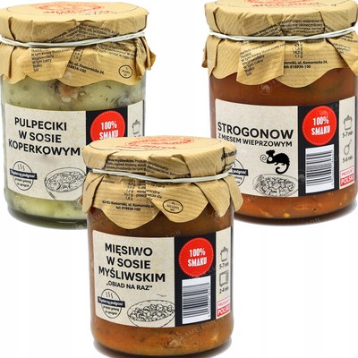 3x GOTOWE DANIE MIĘSIWO W SOSIE MYŚLIWSKIM + STROGONOW +