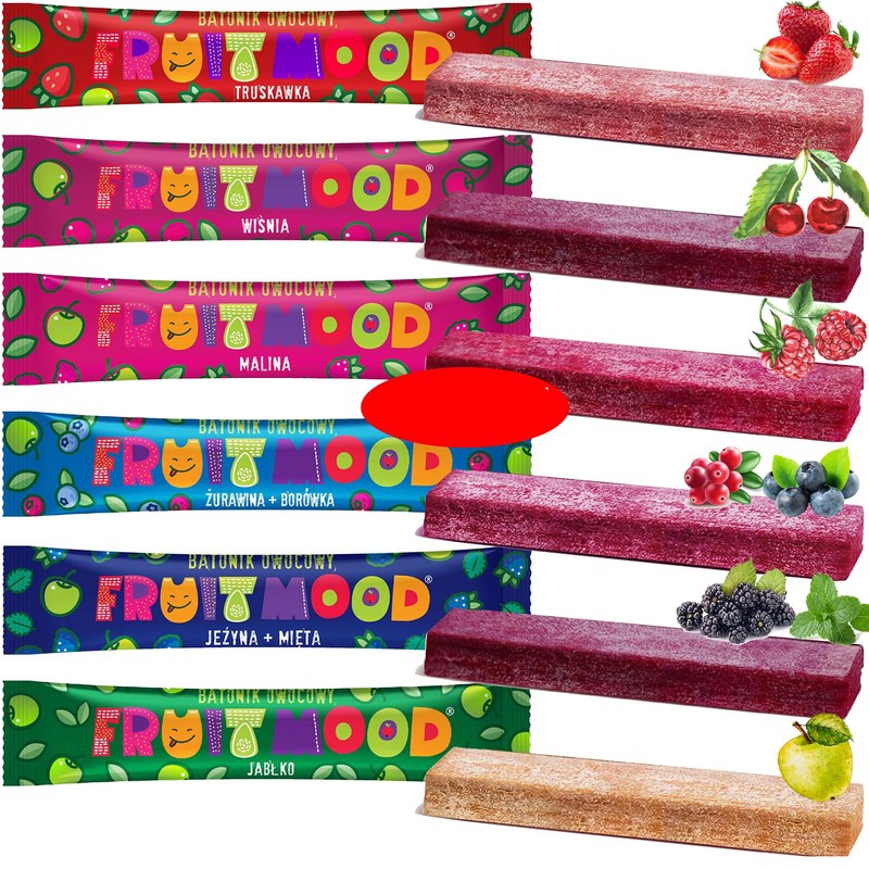 FRUIT MOOD batonik owocowy MIX SMAKÓW 6 SZTUK 120G