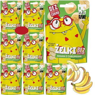 BE RAW KIDS żelki BANANOWE BANAN Z CHRUPKAMI bez cukru i