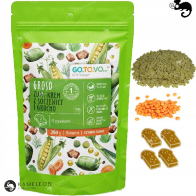 GOTOVO szybkie danie GROSO ZUPA KREM SOCZEWICA GROCH GRZANKI 250g 6 porcji