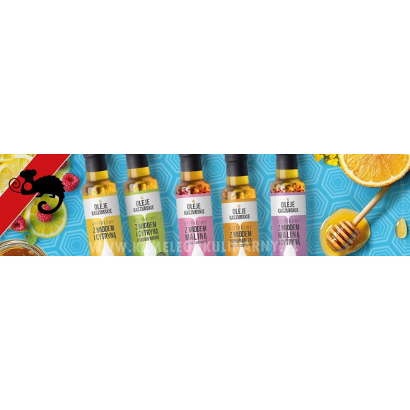 5X OLEJ RZZEPAKOWY SMAKOWY Z MIODEM i dodatkami 250ml x 5 mix smaków 1,25L 5X OLEJ RZZEPAKOWY SMAKOWY Z MIODEM i dodatkami 250ml x 5 mix smaków 1,25L