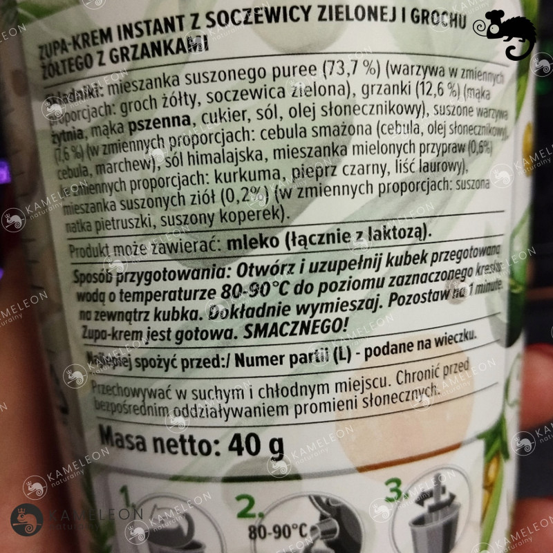 GOTOVO szybkie danie GROSO ZUPA KREM Z SOCZEWICY GROCHU GRZANKI w kubku 40g