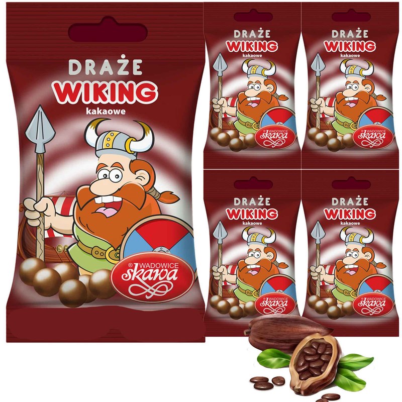 Skawa DRAŻE WIKINGOWIE cukierki kakaowe kakao 70g x 5szt