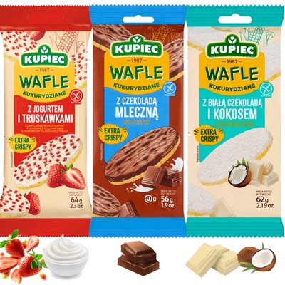 Kupiec WAFLE KUKURYDZIANE OBLEWANE Truskawka Czekolada