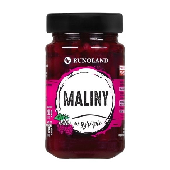 Runoland MALINY w SYROPIE do herbaty deserów MALINA OWOC