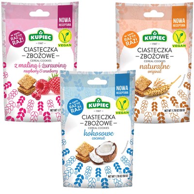 Kupiec CIASTECZKA ZBOŻOWE mix 3 Naturalne Kokosowe Z Maliną