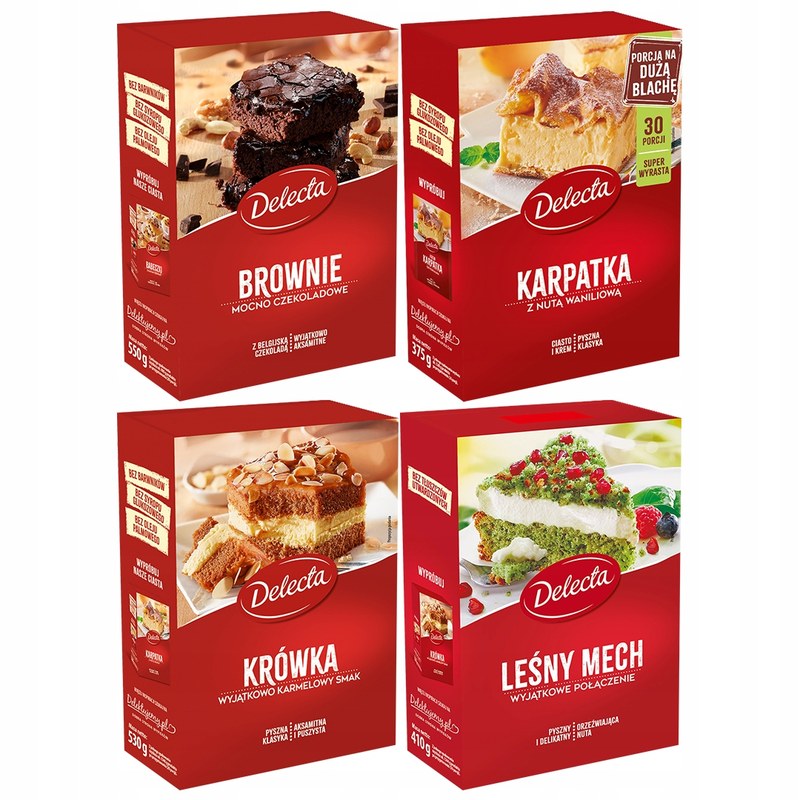 Delecta ZESTAW MIX 4x CIASTO zestaw BROWNIE + KARPATKA +