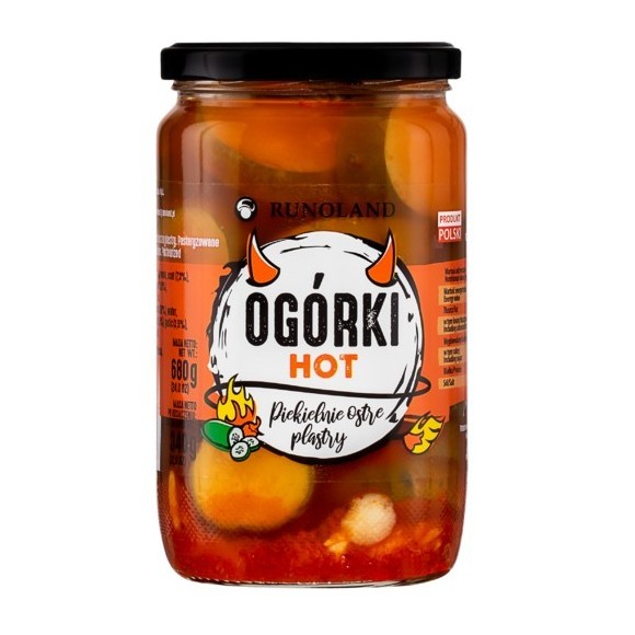 Runoland OGÓRKI HOT PIEKIELNIE OSTRE PLASTRY do kanapek
