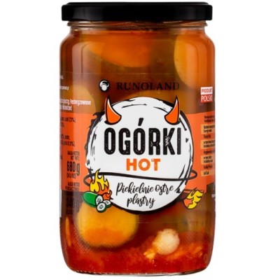 Runoland OGÓRKI HOT PIEKIELNIE OSTRE PLASTRY do kanapek