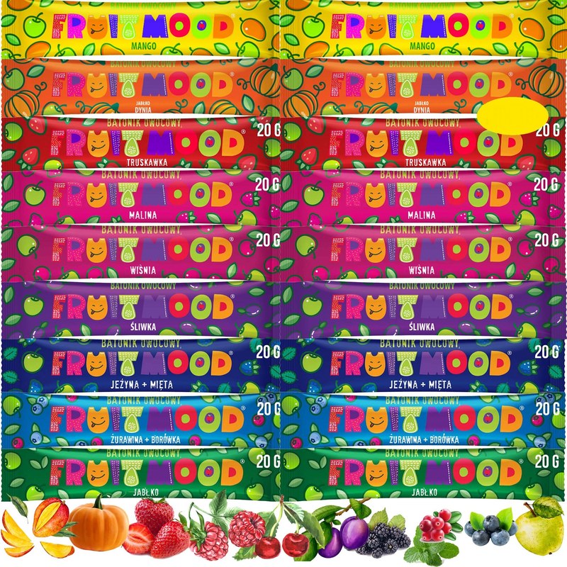 FRUIT MOOD batonik owocowy MIX 9 SMAKÓW 18 SZTUK x 20g