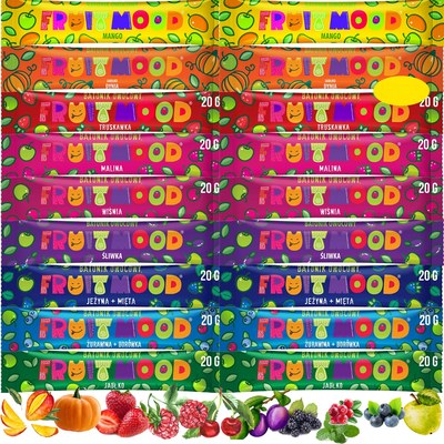 FRUIT MOOD batonik owocowy MIX 9 SMAKÓW 18 SZTUK x 20g