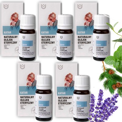 5x NATURALNY OLEJEK eteryczny NA KATAR 10ml Eukaliptus