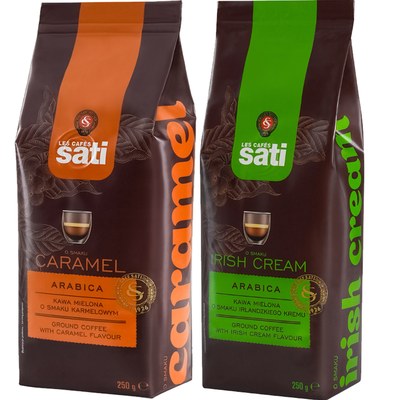 SATI KAWA SMAKOWA MIELONA zestaw CARMEL 250g + IRISH CREME