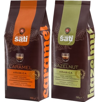 SATI KAWA SMAKOWA MIELONA zestaw CARMEL 250g + HAZELNUT