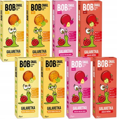 BOB SNAIL JELLY owocowa przekąska MIX SMAKÓW 8szt ZESTAW
