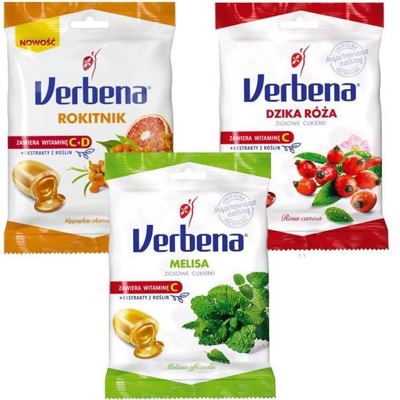 Verbena ZIOŁOWE CUKIERKI z wit. C MELISA + ROKITNIK + DZIKA