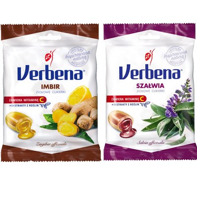 Verbena ZIOŁOWE CUKIERKI z witaminą C IMBIR 60g + SZAŁWIA
