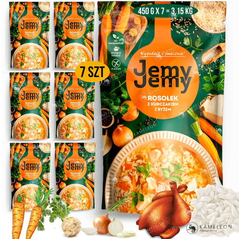 JEMY JEMY gotowe danie zupa ROSÓŁ ROSOŁEK Z KURCZAKIEM 450g x 7szt 3,15KG