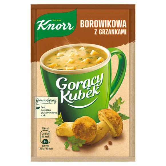 KNORR GORĄCY KUBEK zupa BOROWIKOWA Z GRZANKAMI bez glutaminianu sodu 15G KNORR GORĄCY KUBEK zupa BOROWIKOWA Z GRZANKAMI bez glutaminianu sodu 15G