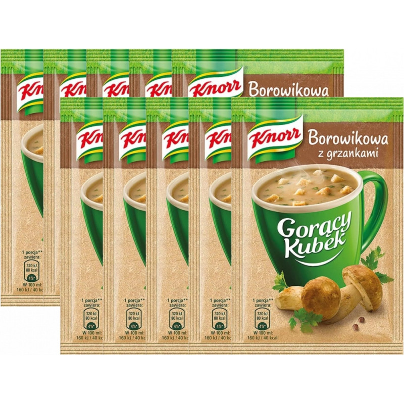 KNORR GORĄCY KUBEK zupa BOROWIKOWA Z GRZANKAMI bez glutaminianu sodu 15G