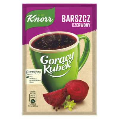 KNORR GORĄCY KUBEK zupa CZERWONY BARSZCZ bez glutaminianu barwników 14G