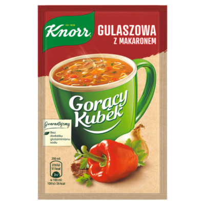 KNORR GORĄCY KUBEK zupa GULASZOWA Z MAKARONEM Makaron bez glutaminianu 16G