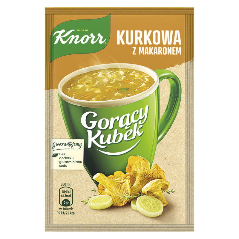 KNORR GORĄCY KUBEK zupa KURKOWA Z MAKARONEM Grzybowa bez glutaminianu 13G