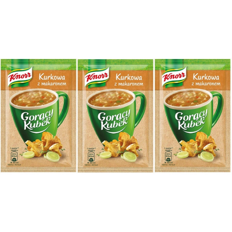 KNORR GORĄCY KUBEK zupa KURKOWA Z MAKARONEM Grzybowa bez glutaminianu 13G