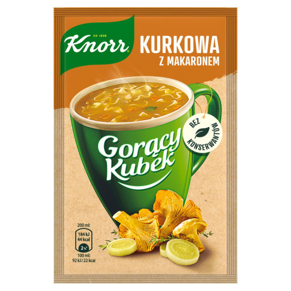 KNORR GORĄCY KUBEK zupa KURKOWA Z MAKARONEM Grzybowa bez glutaminianu 13G KNORR GORĄCY KUBEK zupa KURKOWA Z MAKARONEM Grzybowa bez glutaminianu 13G
