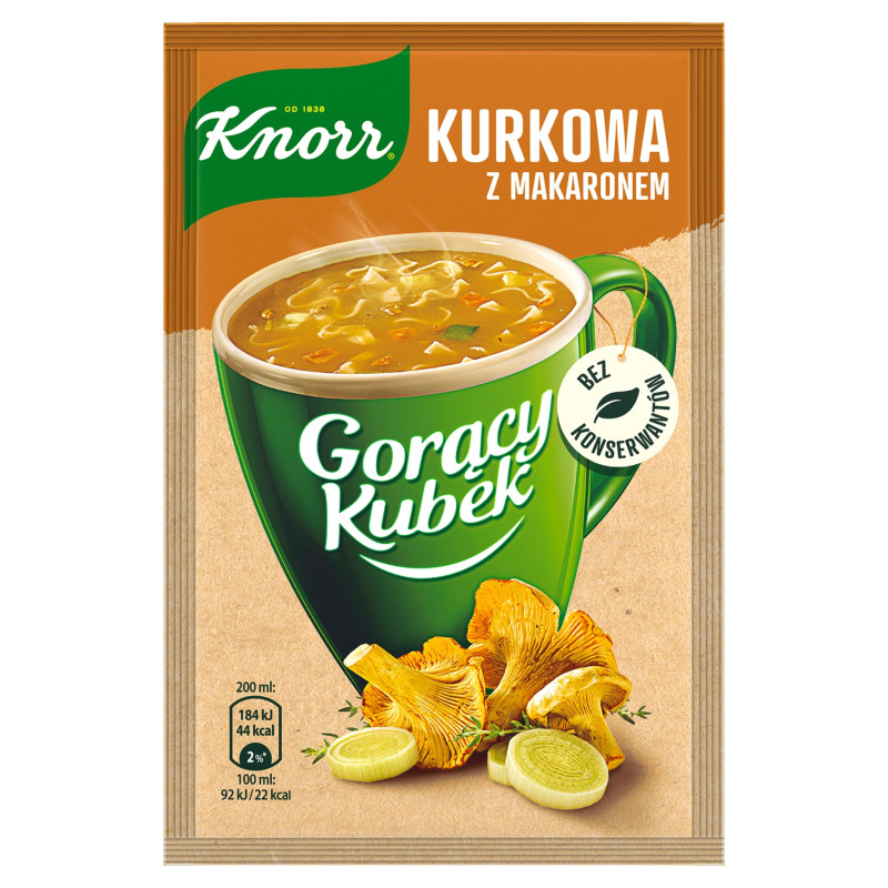 KNORR GORĄCY KUBEK zupa KURKOWA Z MAKARONEM Grzybowa bez glutaminianu 13G
