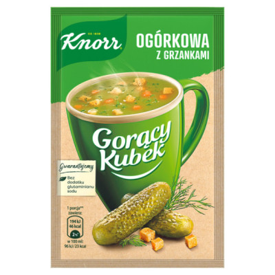 KNORR GORĄCY KUBEK zupa OGÓRKOWA Z GRZANKAMI + grzanki bez glutaminianu 13G
