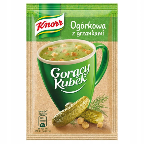 KNORR GORĄCY KUBEK zupa OGÓRKOWA Z GRZANKAMI + grzanki bez glutaminianu 13G KNORR GORĄCY KUBEK zupa OGÓRKOWA Z GRZANKAMI + grzanki bez glutaminianu 13G
