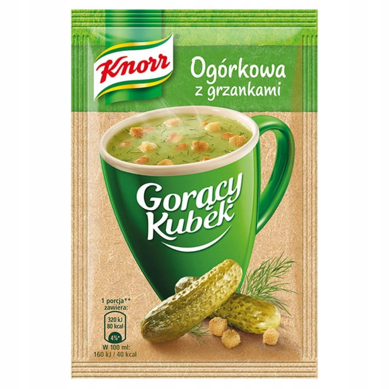 KNORR GORĄCY KUBEK zupa OGÓRKOWA Z GRZANKAMI + grzanki bez glutaminianu 13G