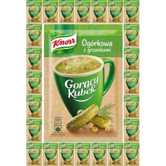 KNORR GORĄCY KUBEK zupa OGÓRKOWA Z GRZANKAMI + grzanki bez glutaminianu 13G KNORR GORĄCY KUBEK zupa OGÓRKOWA Z GRZANKAMI + grzanki bez glutaminianu 13G