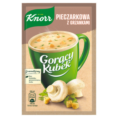 KNORR GORĄCY KUBEK zupa PIECZARKOWA Z GRZANKAMI Grzybowa bez glutaminianu