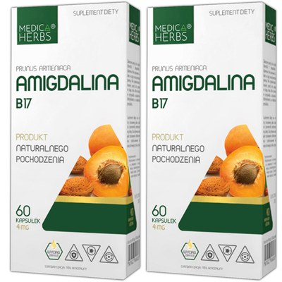 Medica Herbs AMIGDALINA WITAMINA B17 4mg 60 kapsułek x 2 =
