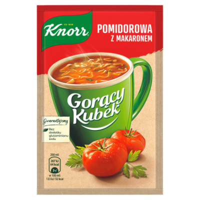 KNORR GORĄCY KUBEK zupa POMIDOROWA Z MAKARONEM Pomidorówka bez glutaminianu