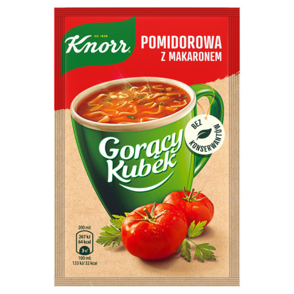 KNORR GORĄCY KUBEK zupa POMIDOROWA Z MAKARONEM Pomidorówka bez glutaminianu