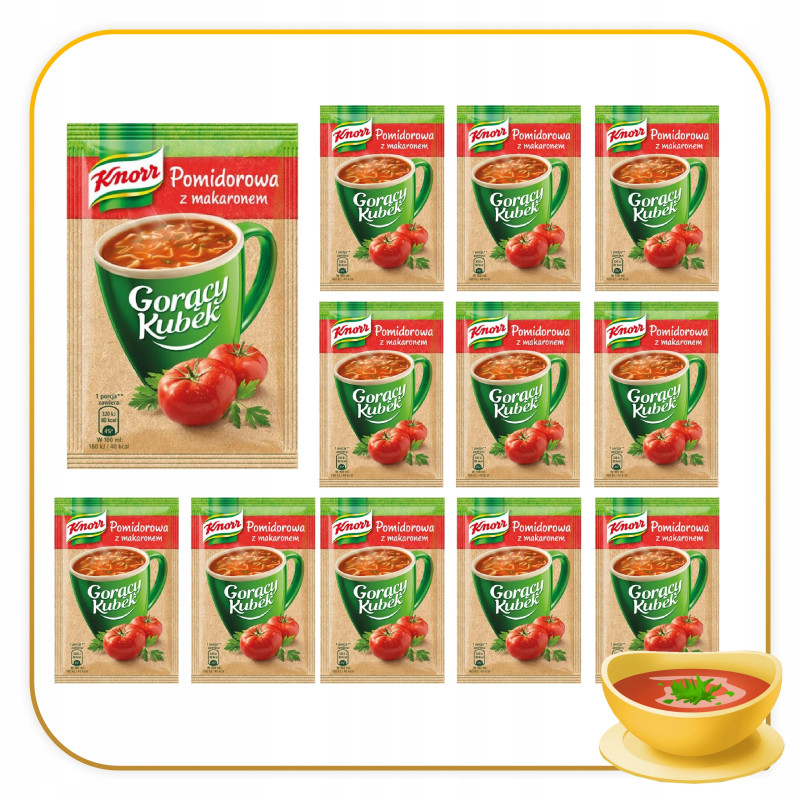 KNORR GORĄCY KUBEK zupa POMIDOROWA Z MAKARONEM Pomidorówka bez glutaminianu