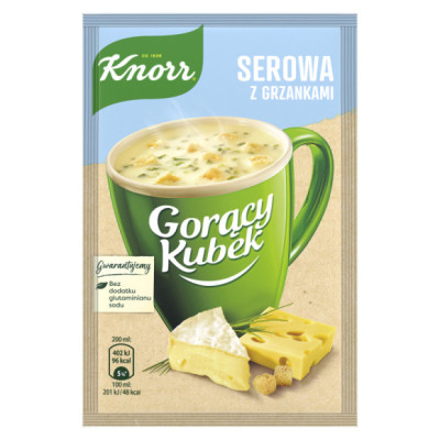 KNORR GORĄCY KUBEK zupa SEROWA Z GRZANKAMI bez glutaminianu sodu 22G