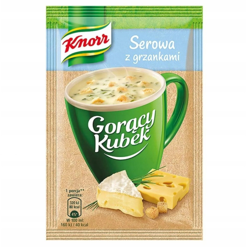 KNORR GORĄCY KUBEK zupa SEROWA Z GRZANKAMI bez glutaminianu sodu 22G