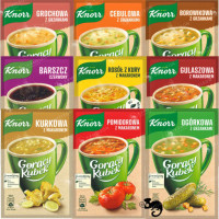 KNORR GORĄCY KUBEK zupa ZESTAW MIX SMAKÓW POMIDOROWA ROSÓŁ i 7 INNYCH 9szt