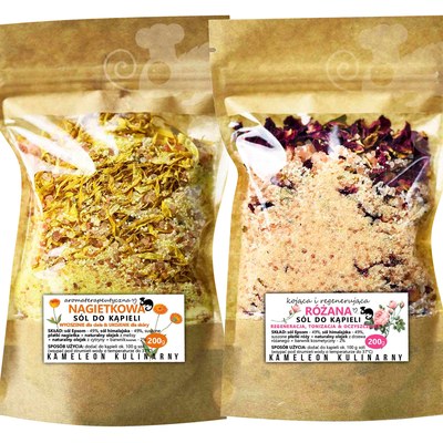 KAMELEON KULINARNY sól do kąpieli RÓŻANA 200g + NAGIETKOWA