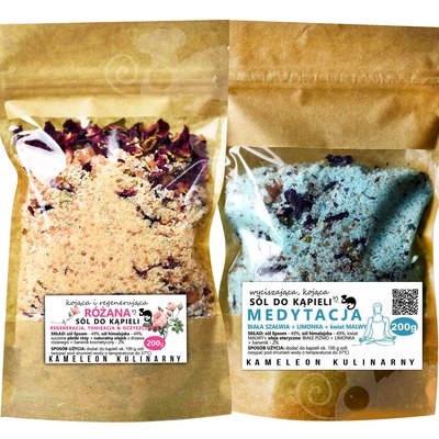 KAMELEON KULINARNY sól do kąpieli RÓŻANA 200g + MEDYTACJA
