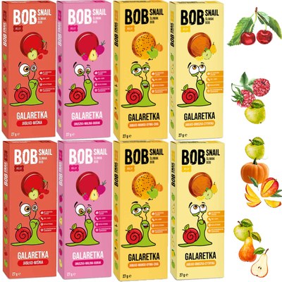 BOB SNAIL JELLY owocowa przekąska MIX SMAKÓW 8 szt ZESTAW