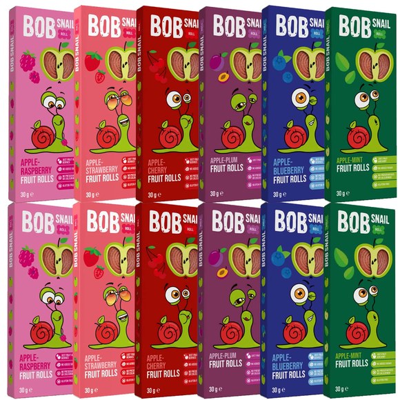 ŚLIMAK BOB SNAIL PRZEKĄSKA OWOCOWA bez cukru MIX 12 SMAKÓW