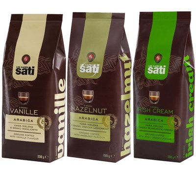 SATI KAWA zestaw 3 kaw smakowych VANILLE HAZELNUT IRISH
